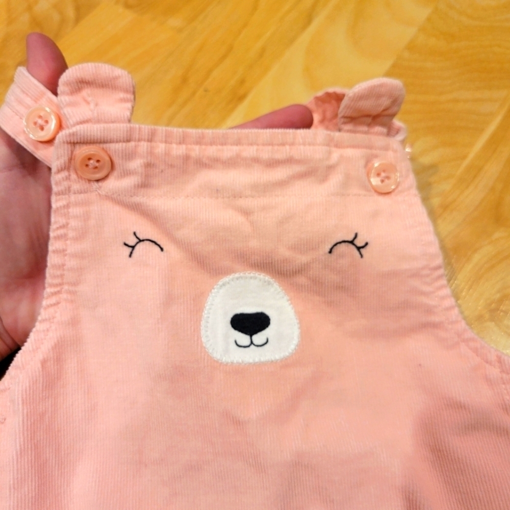 Carter's Corduroy Bear Pink Overall Skirt Size 18 Months - Picture 4 of 6